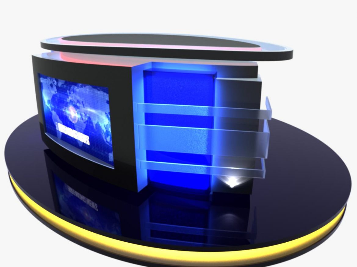 virtual tv studio news desk 12 3d model 3ds max dxf fbx dae  obj 223566