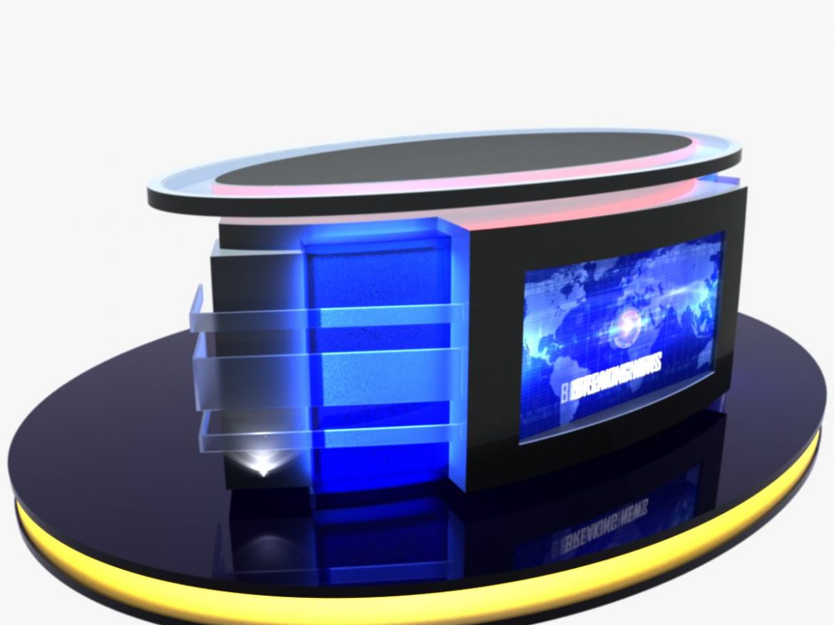 virtual tv studio news desk 12 3d model 3ds max dxf fbx dae  obj 223568