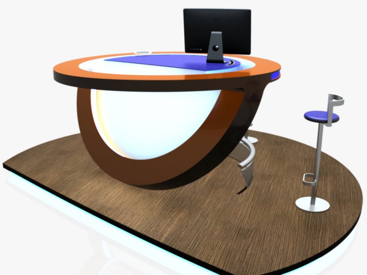 virtual tv studio news podium desk chair imac27 ip 3d model max dxf fbx obj 223578
