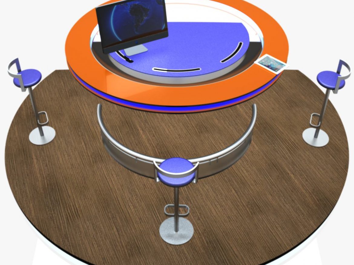 virtual tv studio news podium desk chair imac27 ip 3d model max dxf fbx obj 223582