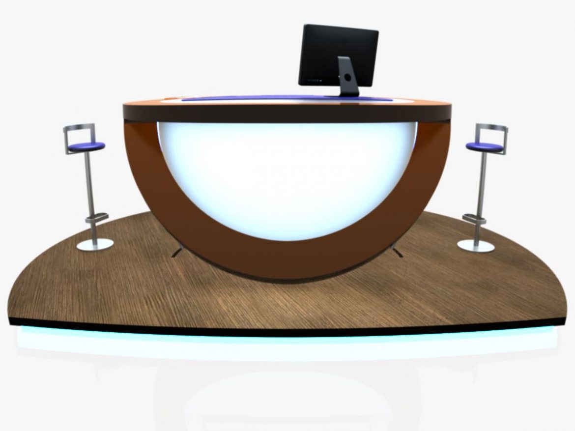 virtual tv studio news podium desk chair imac27 ip 3d model max dxf fbx obj 223586