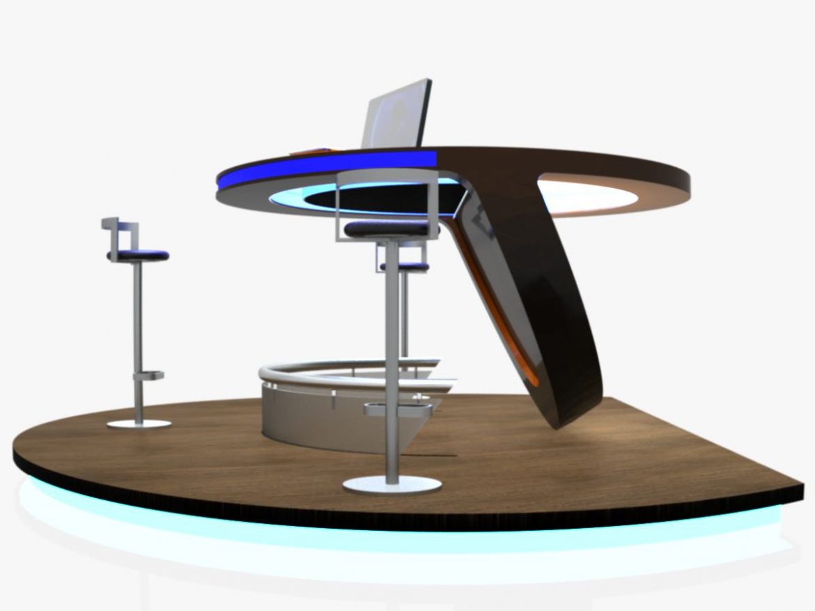 virtual tv studio news podium desk chair imac27 ip 3d model max dxf fbx obj 223587