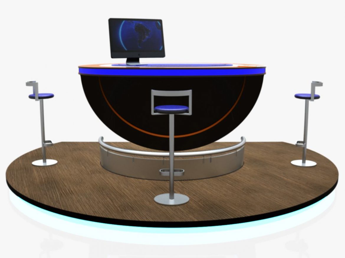 virtual tv studio news podium desk chair imac27 ip 3d model max dxf fbx obj 223588