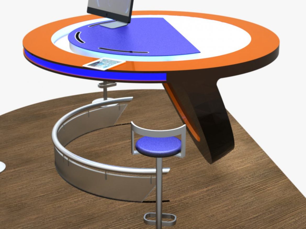 virtual tv studio news podium desk chair imac27 ip 3d model max dxf fbx obj 223590