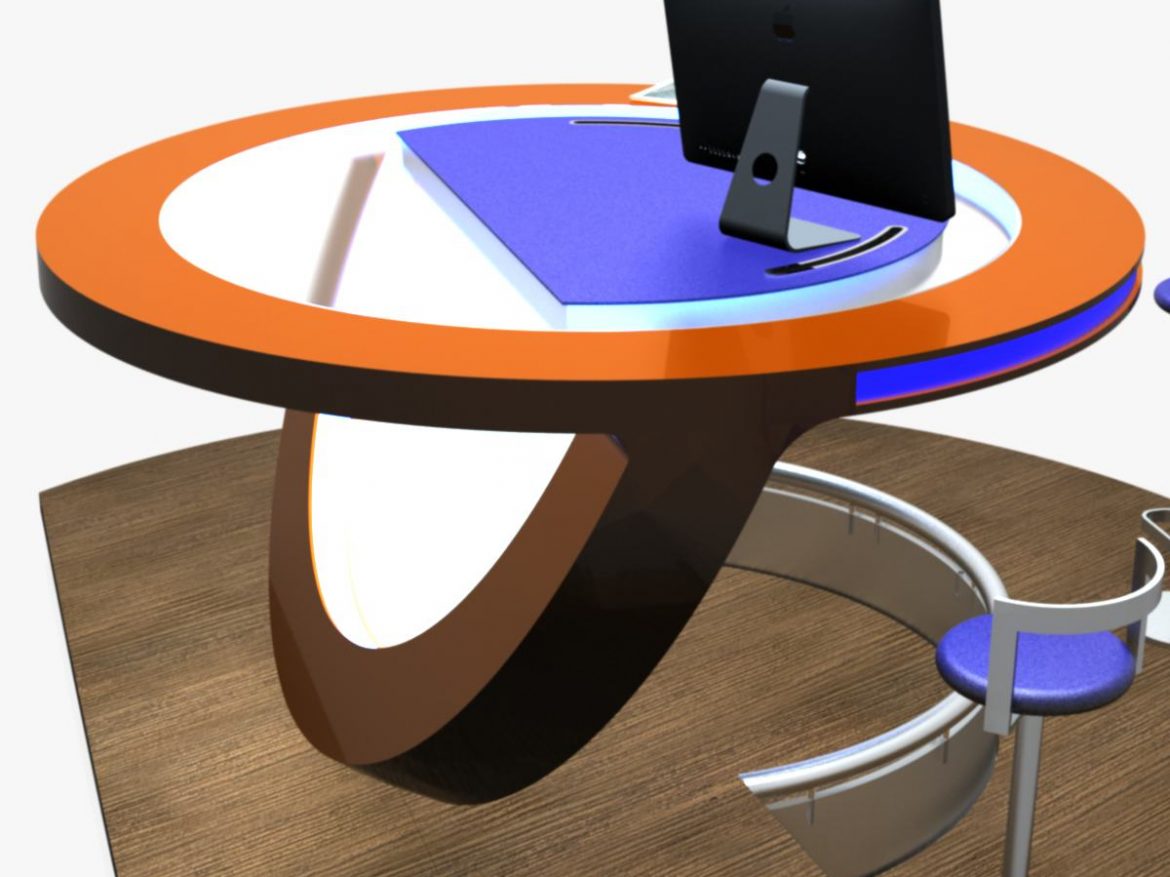 virtual tv studio news podium desk chair imac27 ip 3d model max dxf fbx obj 223594
