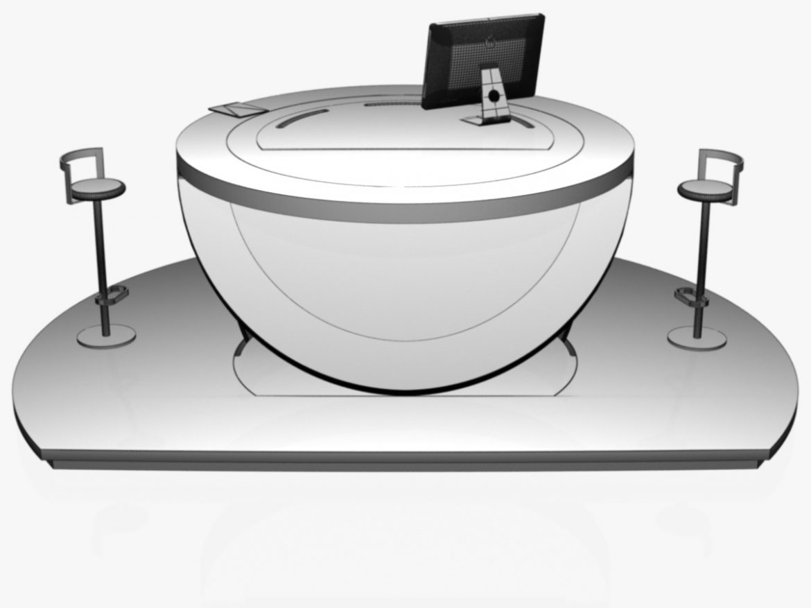 virtual tv studio news podium desk chair imac27 ip 3d model max dxf fbx obj 223598