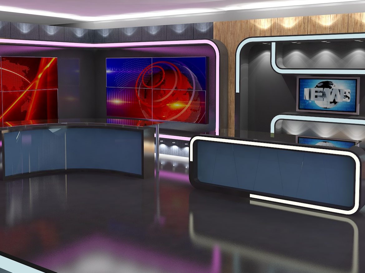 virtual tv studio news set 16 3d model 3ds max dxf fbx obj 223690