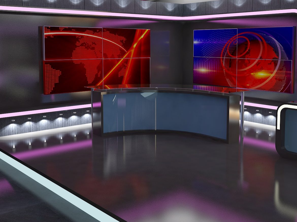 virtual tv studio news set 16 3d model 3ds max dxf fbx obj 223691