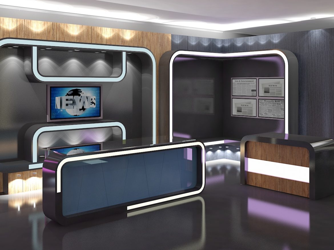 virtual tv studio news set 16 3d model 3ds max dxf fbx obj 223696