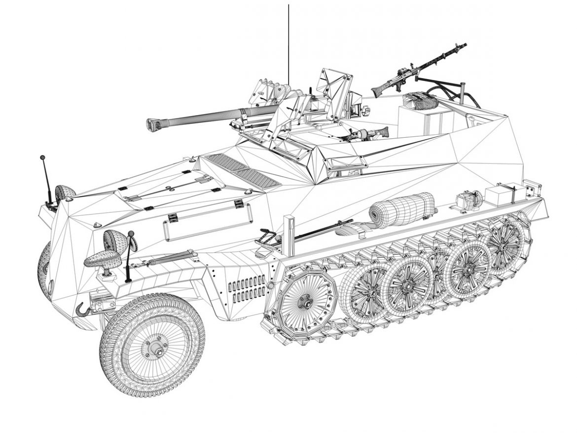 sdkfz 250 – halftruck with spzb 41 3d model 3ds fbx c4d lwo obj 251650