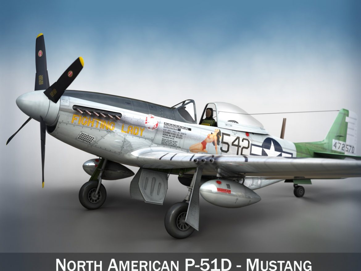 north american p-51d mustang – fighting lady 3d model 3ds fbx c4d lwo obj 252233