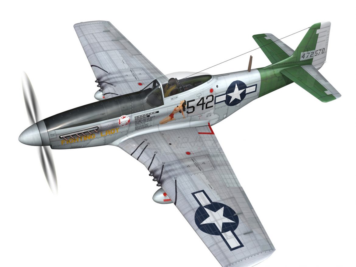 north american p-51d mustang – fighting lady 3d model 3ds fbx c4d lwo obj 252234