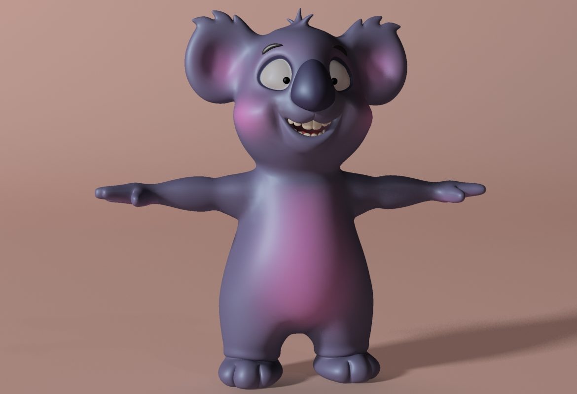 cartoon koala rigged and animated 3d model 3ds max fbx obj stl 263627