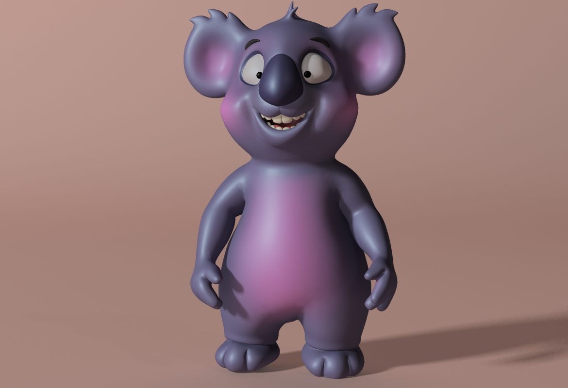 cartoon koala rigged and animated 3d model 3ds max fbx obj stl 263630