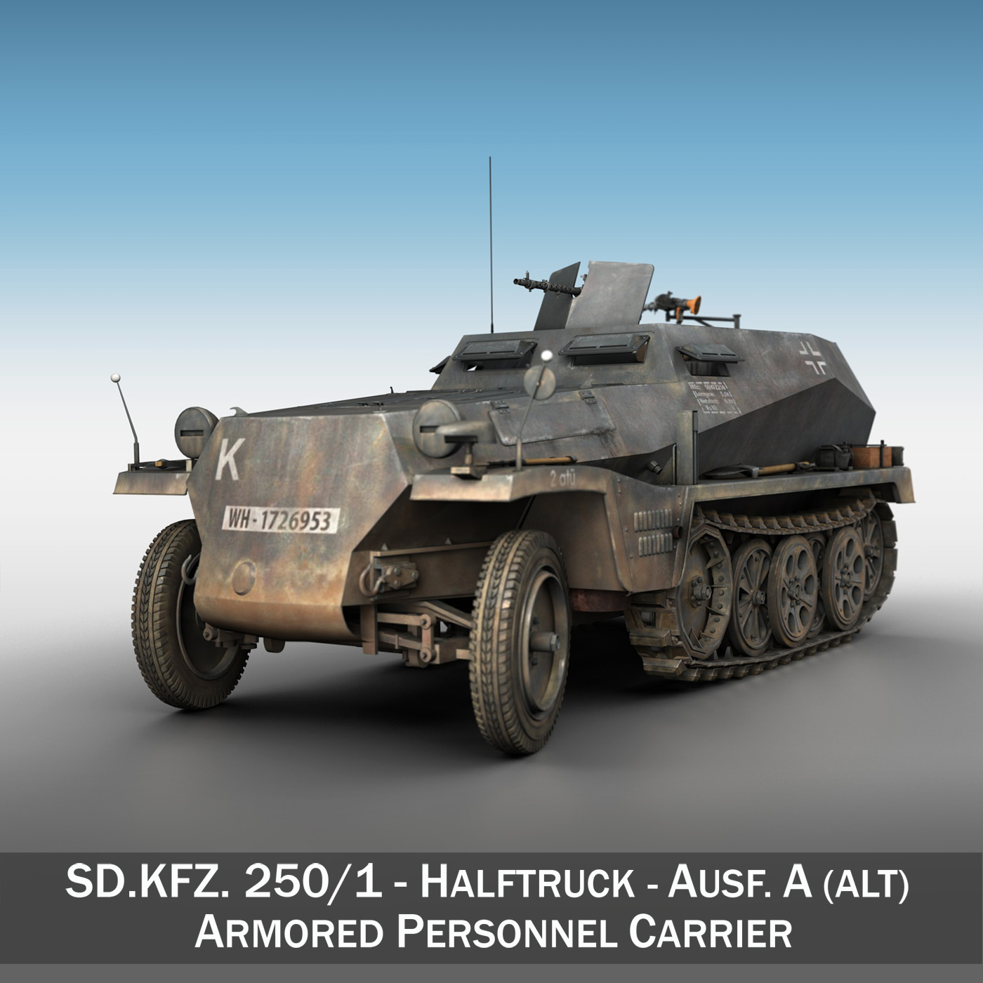 sd.kfz 250/1 – half-track troop carrier 3d model 3ds c4d lwo obj 263681