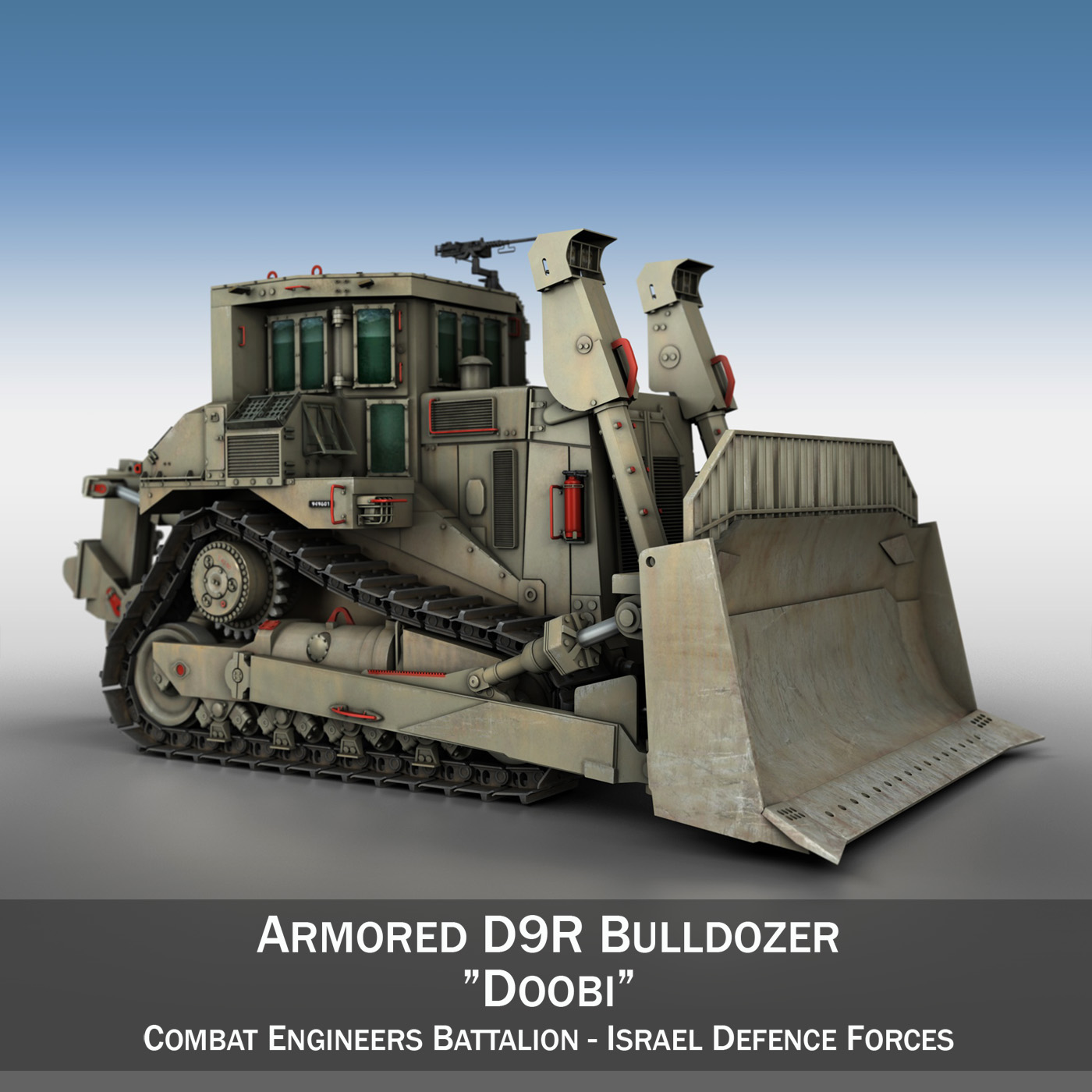 idf armored cat d9r bulldozer 3d model 3ds c4d lwo obj 263872