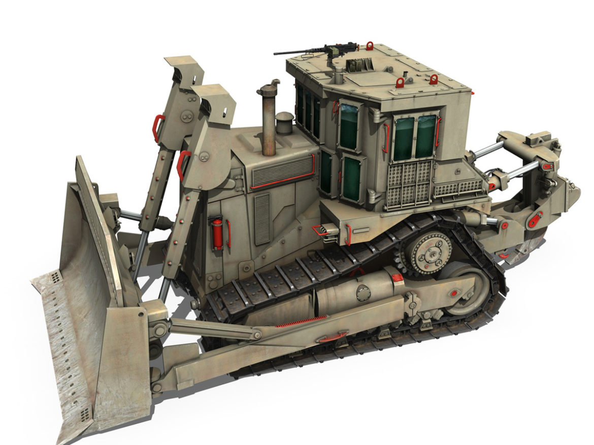 idf armored cat d9r bulldozer 3d model 3ds c4d lwo obj 263874