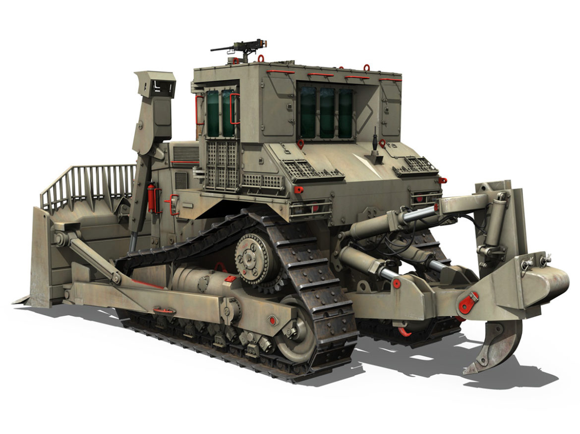 idf armored cat d9r bulldozer 3d model 3ds c4d lwo obj 263875
