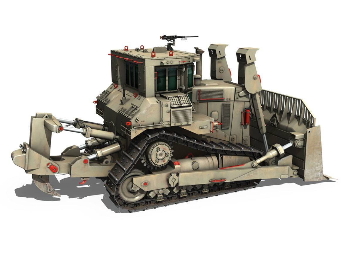 idf armored cat d9r bulldozer 3d model 3ds c4d lwo obj 263877