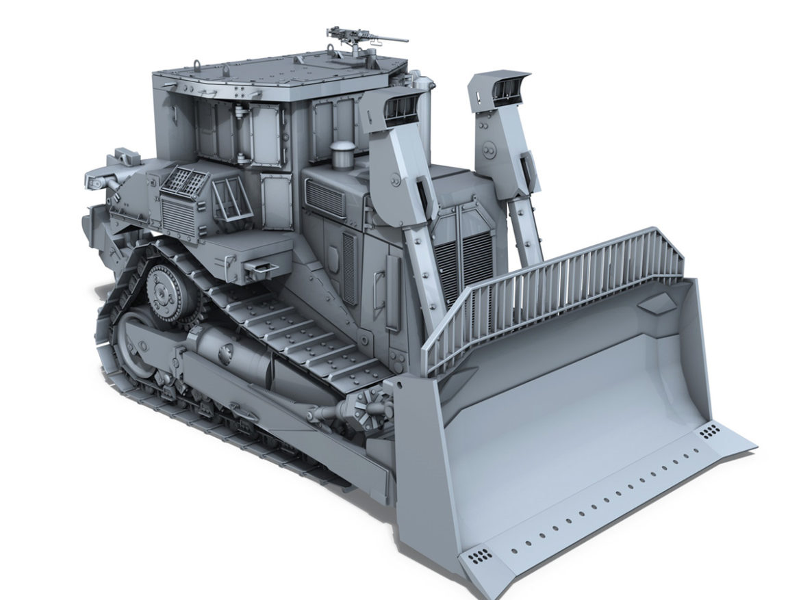 idf armored cat d9r bulldozer 3d model 3ds c4d lwo obj 263883