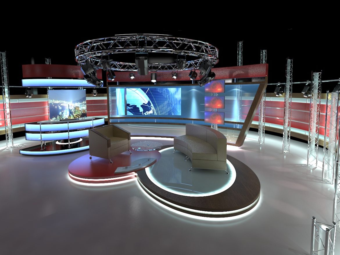 virtual tv studio chat set 1 3d model dwg dxf obj c4d c4d max 263998