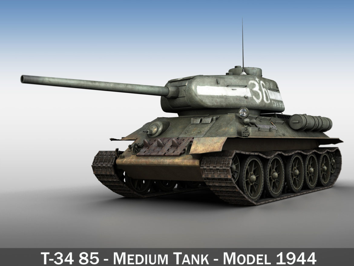 t-34 85 – soviet medium tank – 36 3d model 3ds c4d lwo obj 264142