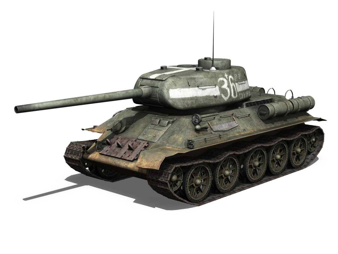t-34 85 – soviet medium tank – 36 3d model 3ds c4d lwo obj 264143