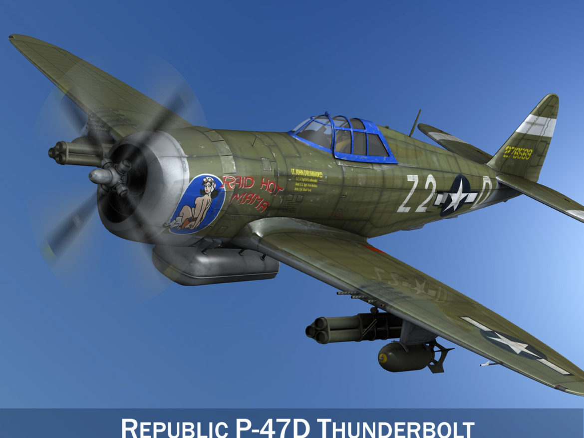 republic p-47d thunderbolt – raid hot mama 3d model 3ds c4d lwo obj 264311