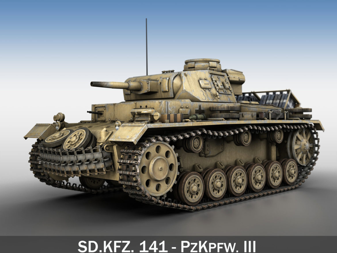 panzer iii – pzkpfw iii – ausf.g – dak – 313 3d model 3ds c4d lwo obj 264427