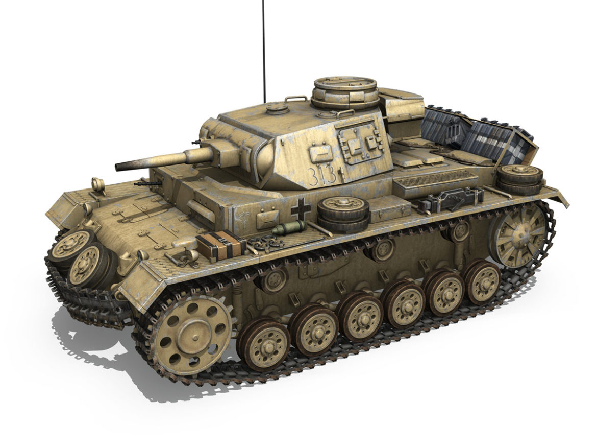 panzer iii – pzkpfw iii – ausf.g – dak – 313 3d model 3ds c4d lwo obj 264428