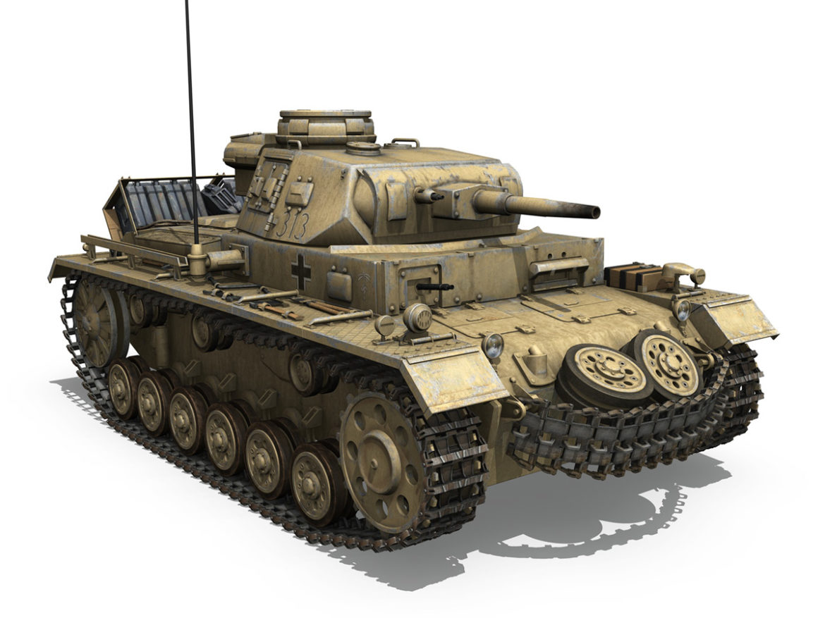 panzer iii – pzkpfw iii – ausf.g – dak – 313 3d model 3ds c4d lwo obj 264434