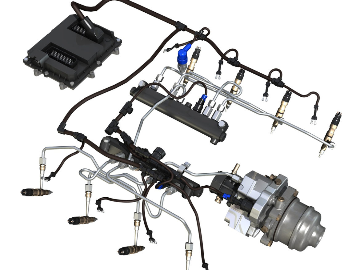 injection system of a v8 engine 3d model 3ds c4d lwo obj 264471
