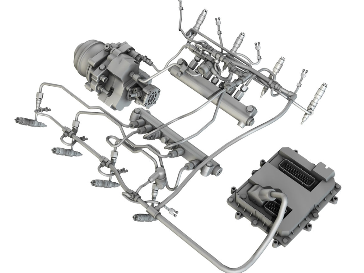 injection system of a v8 engine 3d model 3ds c4d lwo obj 264481