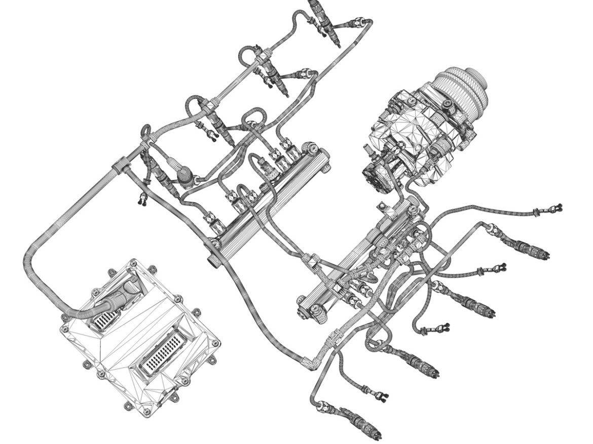 injection system of a v8 engine 3d model 3ds c4d lwo obj 264483