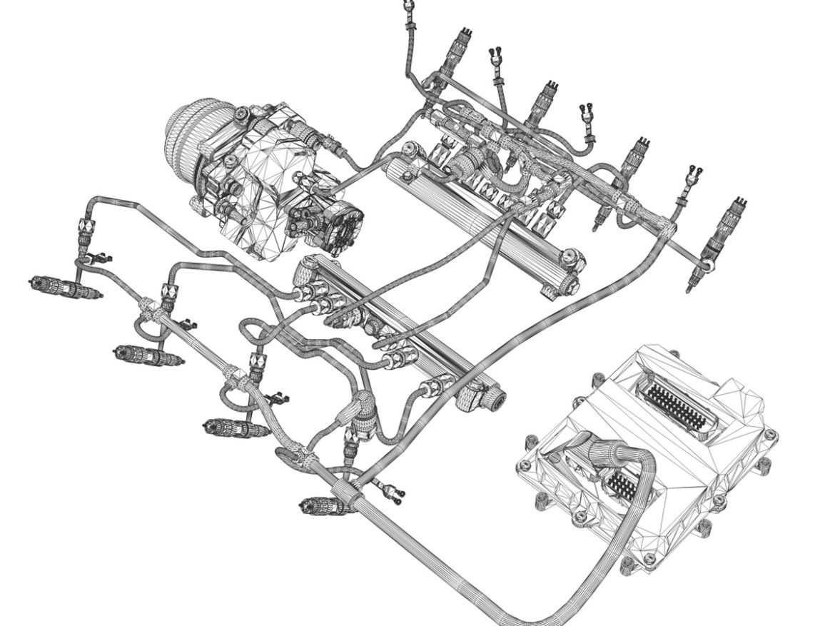 injection system of a v8 engine 3d model 3ds c4d lwo obj 264484