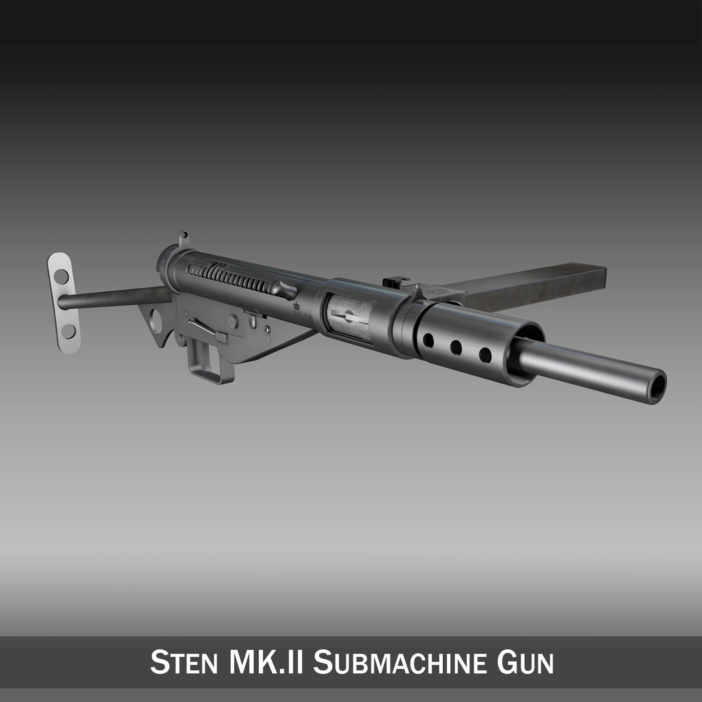 sten mk.ii submachine gun 3d model 3ds c4d lwo obj 264505