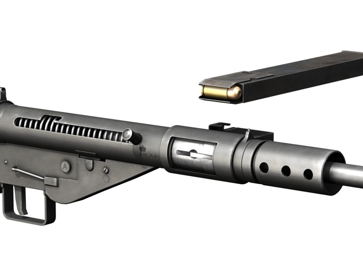 sten mk.ii submachine gun 3d model 3ds c4d lwo obj 264514