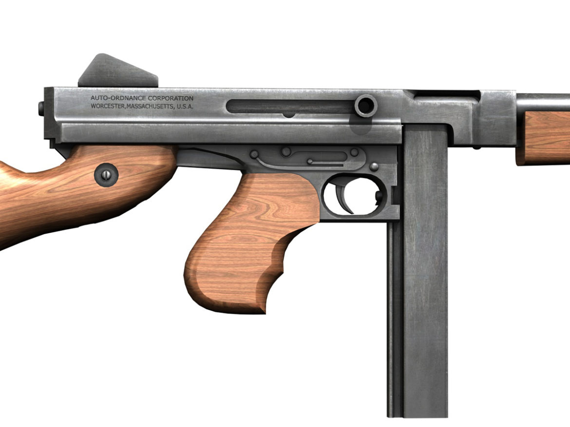 thompson m1a1 submachine gun 3d model 3ds c4d lwo obj 264616