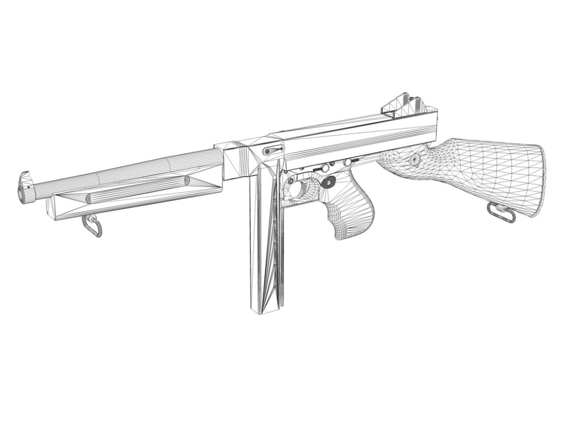 thompson m1a1 submachine gun 3d model 3ds c4d lwo obj 264621