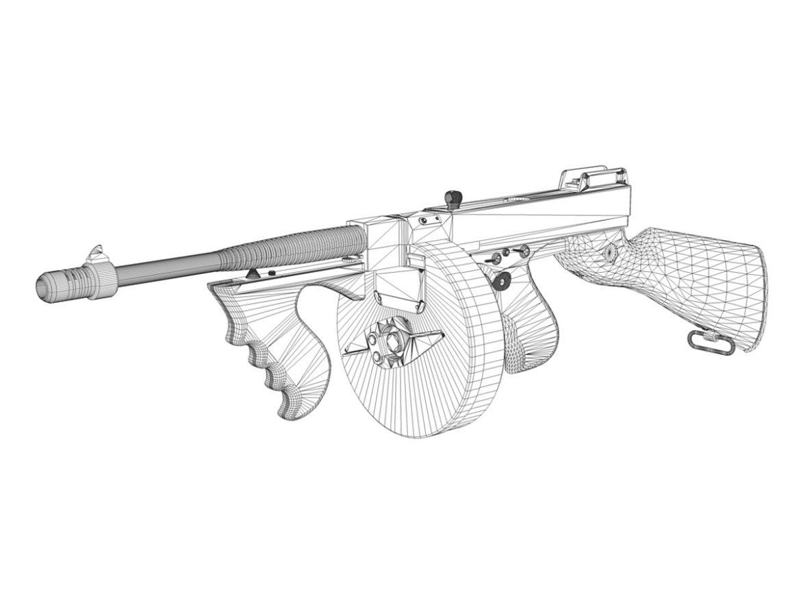 thompson model 1928 submachine gun 3d model 3ds c4d lwo obj 264696