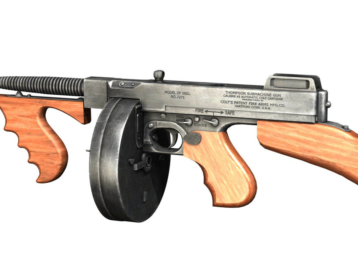 colt model1921 thompson submachine gun 3d model 3ds c4d lwo obj 264713