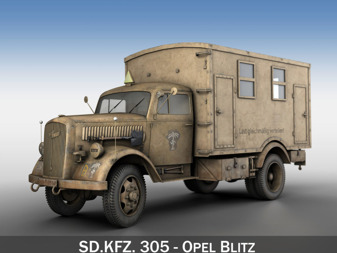 opel blitz – 3t truck with kofferaufbau- 21 pzdiv 3d model 3ds c4d lwo obj 265082