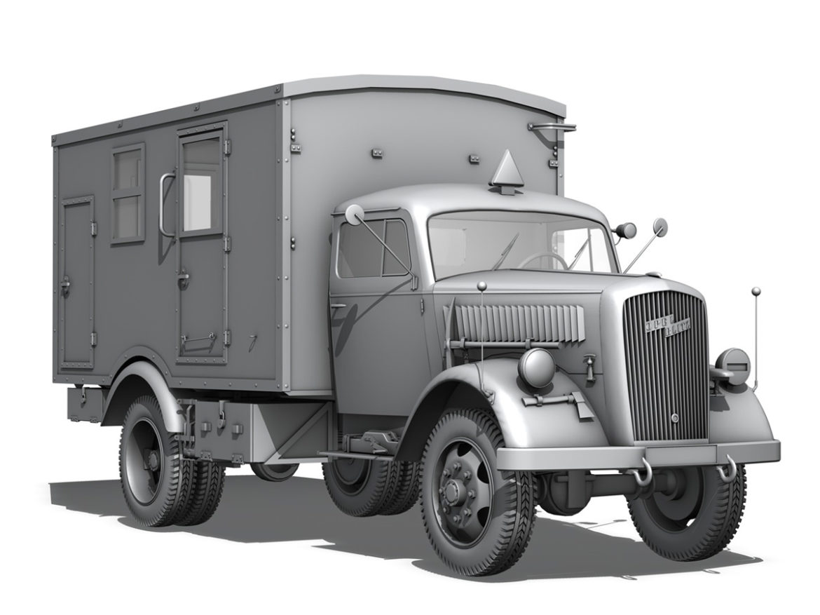 opel blitz – 3t truck with kofferaufbau- 21 pzdiv 3d model 3ds c4d lwo obj 265091