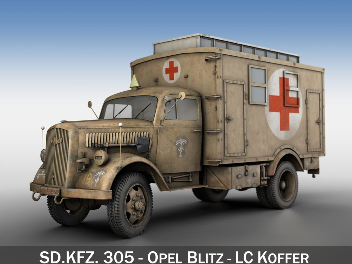opel blitz – 3t ambulance truck – 21 pzdiv 3d model 3ds c4d lwo obj 265098