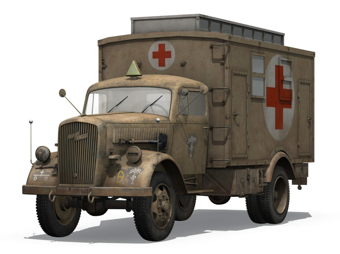 opel blitz – 3t ambulance truck – 21 pzdiv 3d model 3ds c4d lwo obj 265099