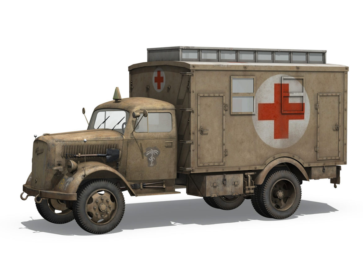 opel blitz – 3t ambulance truck – 21 pzdiv 3d model 3ds c4d lwo obj 265100