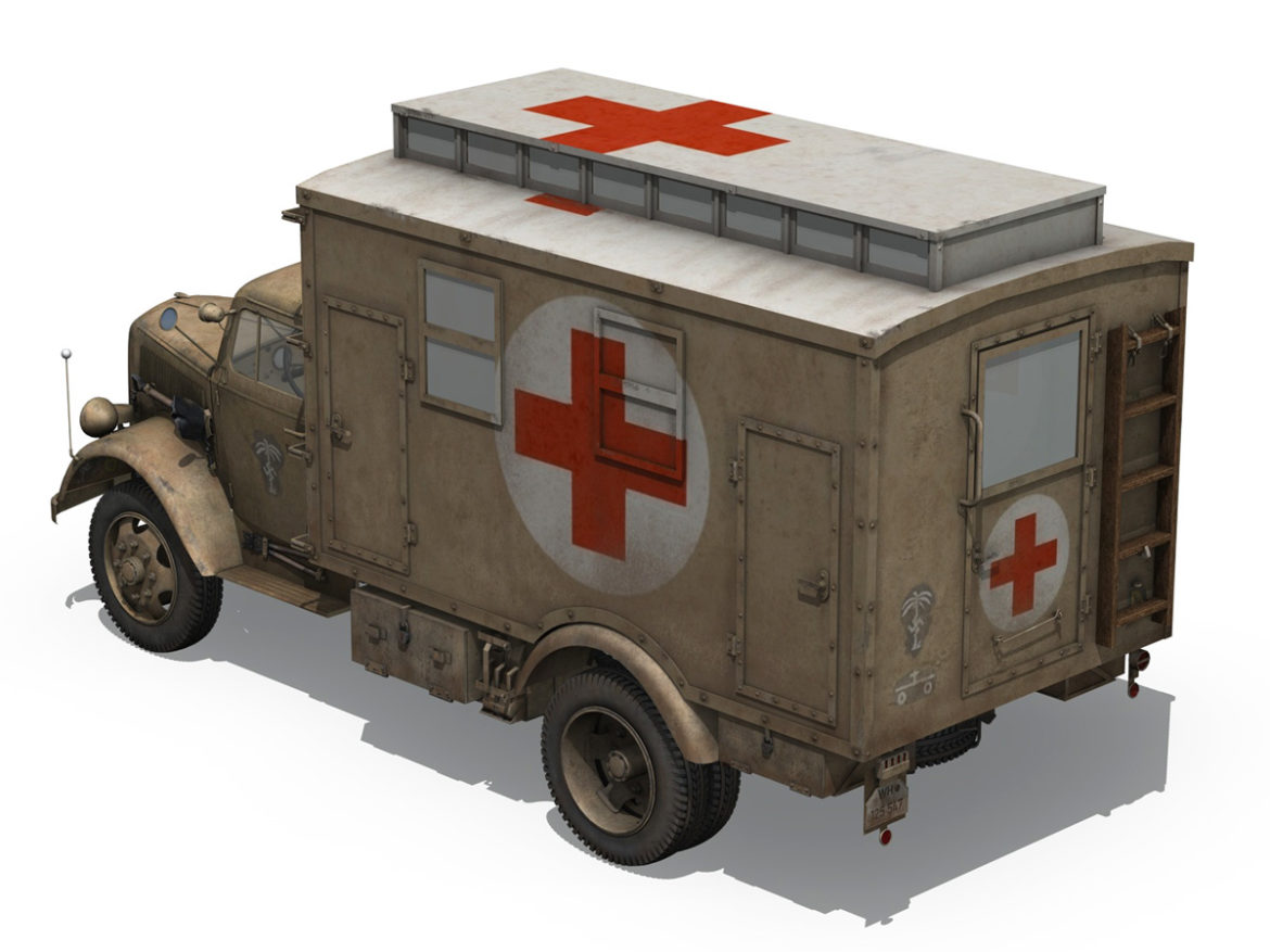 opel blitz – 3t ambulance truck – 21 pzdiv 3d model 3ds c4d lwo obj 265101