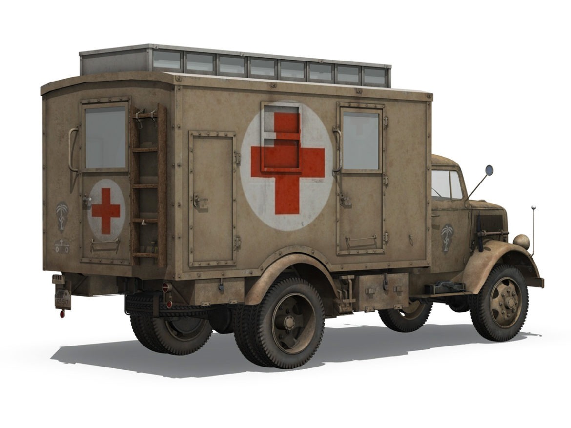 opel blitz – 3t ambulance truck – 21 pzdiv 3d model 3ds c4d lwo obj 265102