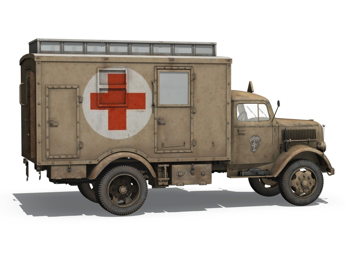 opel blitz – 3t ambulance truck – 21 pzdiv 3d model 3ds c4d lwo obj 265103
