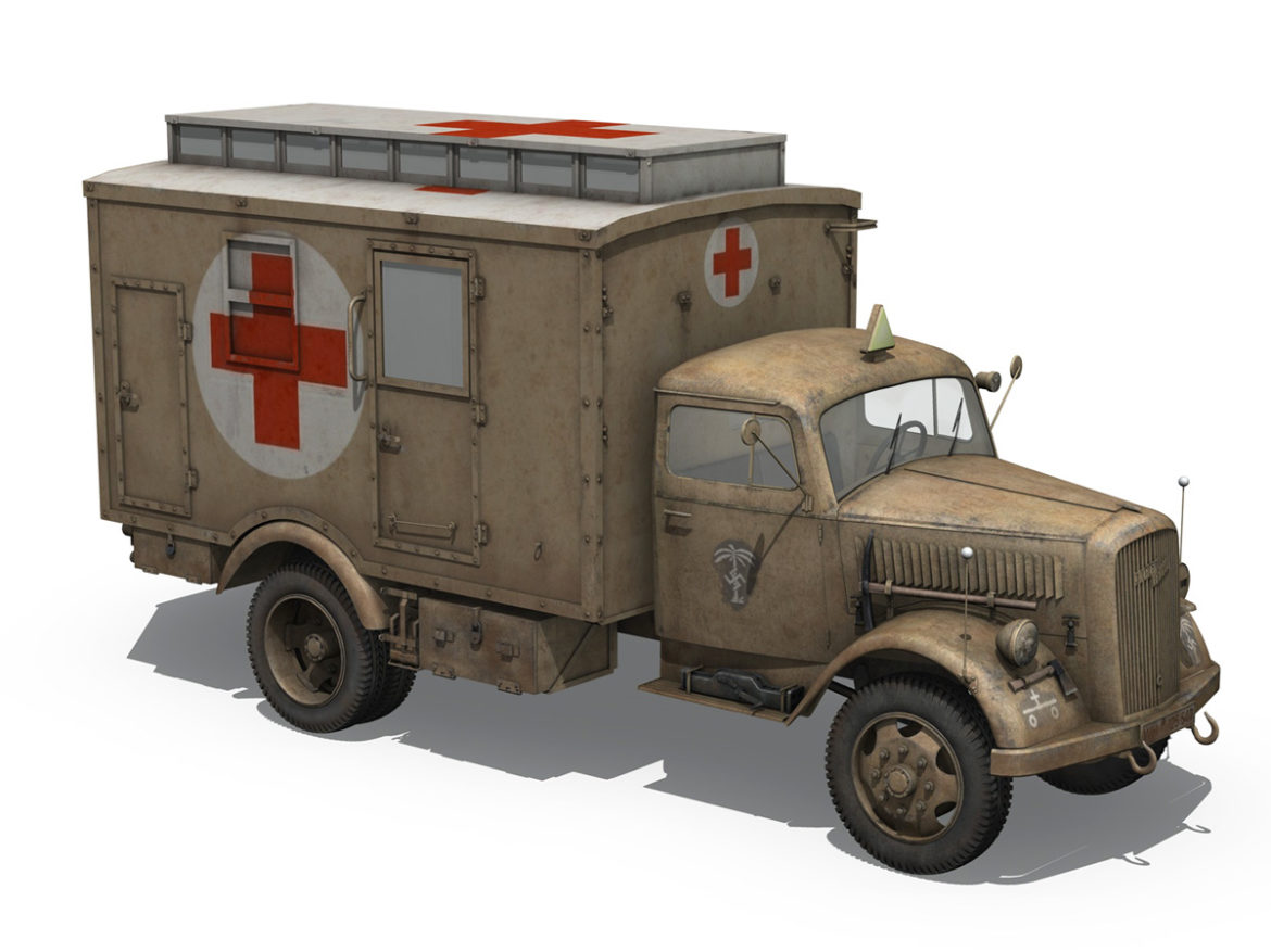 opel blitz – 3t ambulance truck – 21 pzdiv 3d model 3ds c4d lwo obj 265104